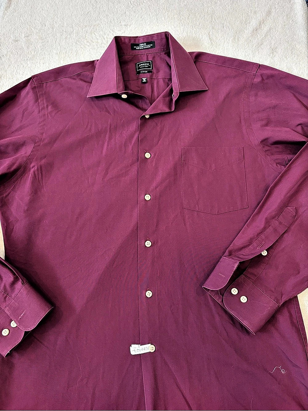 Arrow USA 1851 Wrinkle Free Fitted Dress Shirt Cotton Dress Shirt Pink Medium